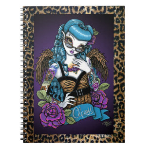 Espiral Caderno Rockabilly do anjo do leopardo do tatuagem
