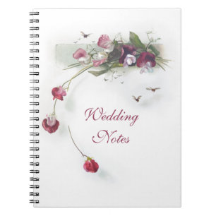 Espiral Caderno roxo das ervilhas doces do vintage