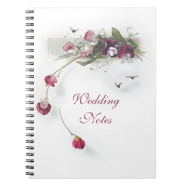 Espiral Caderno roxo das ervilhas doces do vintage (Frente)