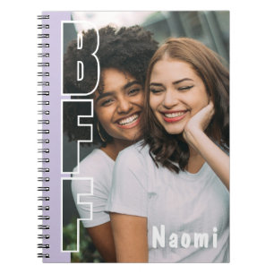 Espiral Caderno Roxo de Ilusão de Foto Personalizada de BF