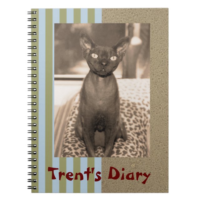 Espiral Caderno | Sepia Photo Devon Rex Cat (Frente)