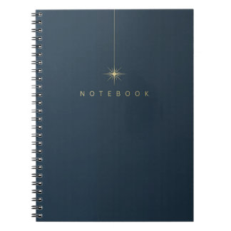 Espiral Caderno Simples Azul Oceano & Dourado Bonito