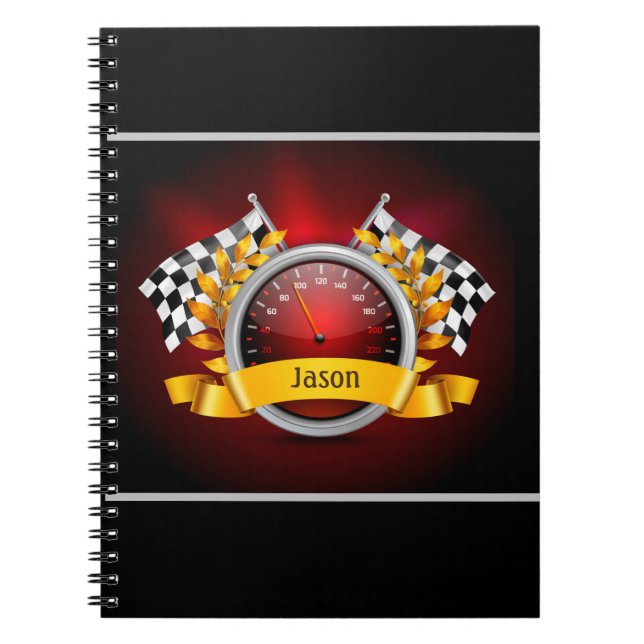 Espiral Caderno Temático de Corrida de Carros com Velocíme (Frente)