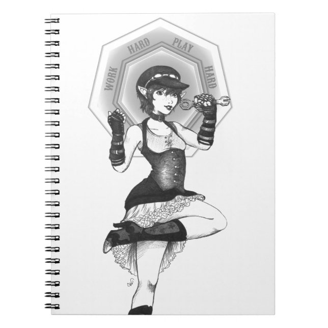 Espiral Caderno Trabalhe Duro, Divirta-se Duro (Frente)