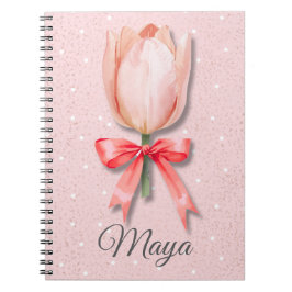 Espiral Caderno Tulip Coquette Nome | Diário Pastel