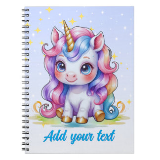 Espiral Caderno Unicórnio Azul – com Nome Personalizado