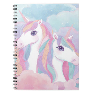 Espiral Caderno Unicórnio Colorido Diário Mágico Fofo