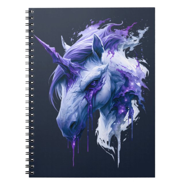 Espiral Caderno Unicórnio Galáxia Fantasia Sombria (Frente)