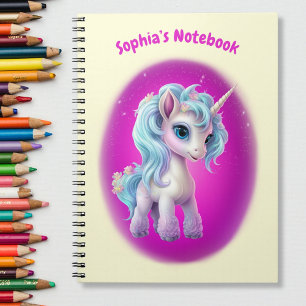 Espiral Caderno Unicórnio texto personalizado