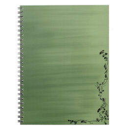 Espiral Caderno Verde com Acento Floral – Diário Elegante
