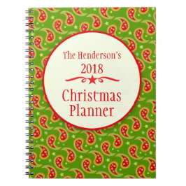 Espiral Caderno verde do planejador do Natal da família de