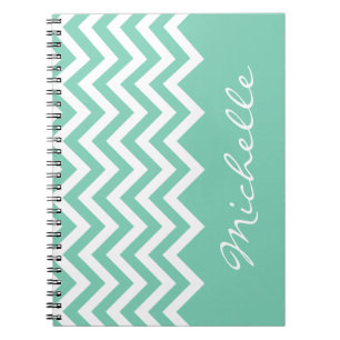 Espiral Caderno verde do teste padrão da viga da hortelã