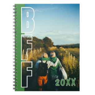 Espiral Caderno Verde Ilusão de Foto BFF Personalizado 