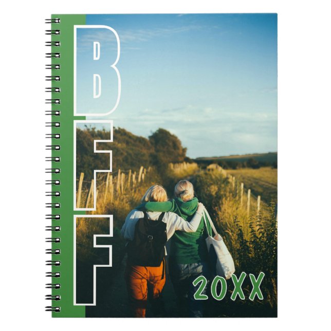 Espiral Caderno Verde Ilusão de Foto BFF Personalizado  (Frente)