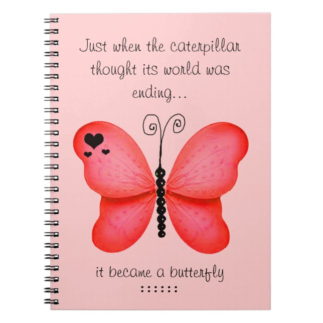 Espiral Caderno vermelho da borboleta (Frente)