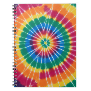 Espiral Caderno vibrante de cores com tie-dye