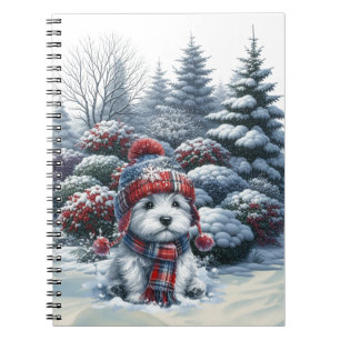 Espiral Caderno Westie de Inverno com Chapéu