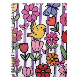 Espiral Capa de Caderno de Jardim Floral Caprichoso com Pá