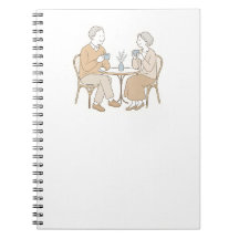 Casal de Idosos no Café Caderno Mínimo Quente Bege