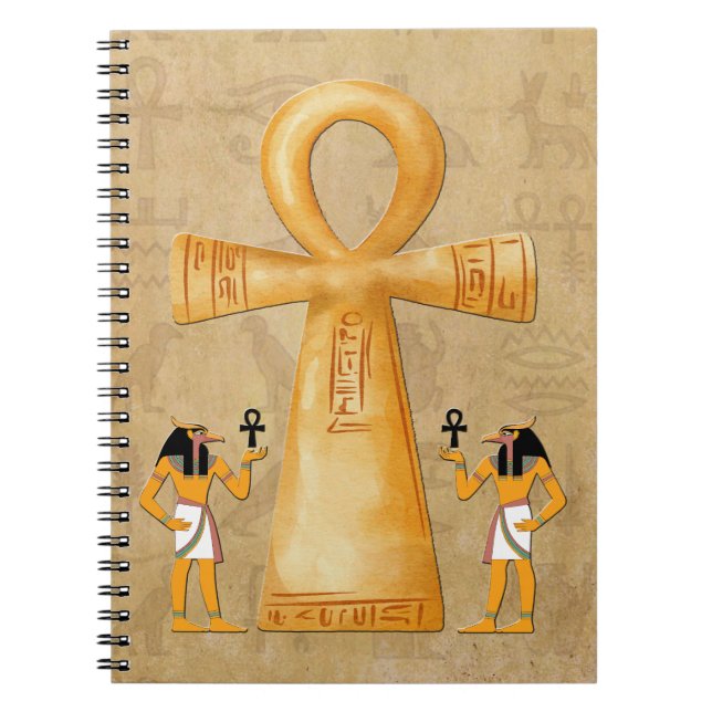 Espiral Chave Ankh da Vida no Caderno de Hieróglifos (Frente)