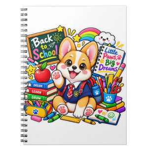 Espiral Corgi Little Paws Big Dreams Caderno de Volta às A