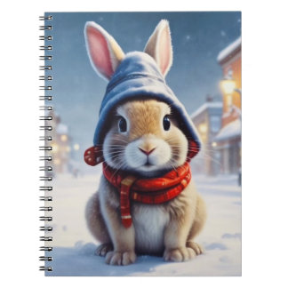 Espiral Cozy bunny no caderno de neve