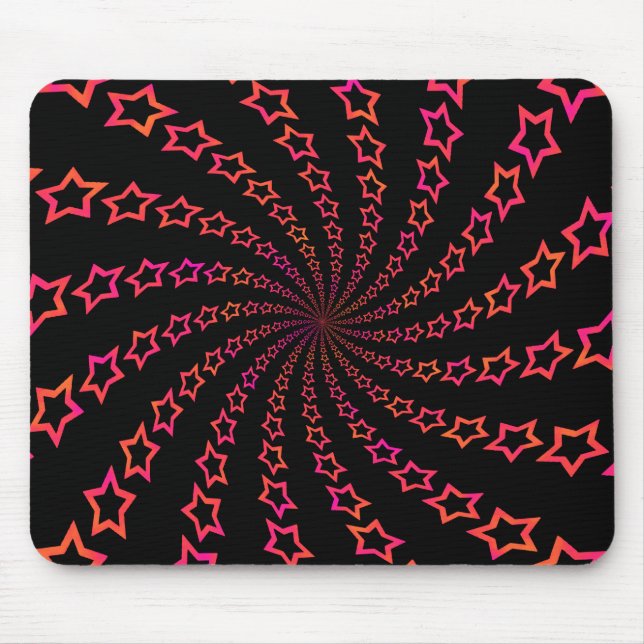 Espiral da estrela: Laranja & rosa: Mousepad feito (Frente)