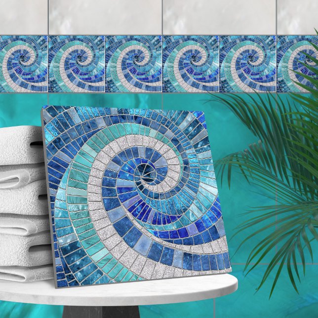 Espiral das ondas do mosaico - Azulejos do oceano (Criador carregado)