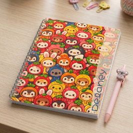 Espiral Desfile de Amigos Frutas | Caderno Personalizado d