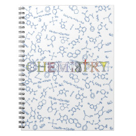 Espiral Diagrama de química e caderno de tipografia