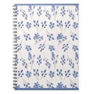 Espiral Diário Floral Azul – Caderno Botânico Elegante