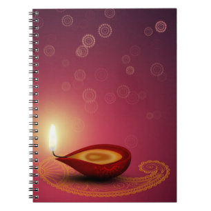 Espiral Diwali feliz brilhante Diya - caderno
