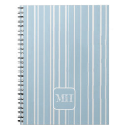 Espiral Elegante caderno azul bebé listrado monogramado