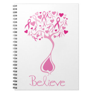 Espiral Fita/árvore cor-de-rosa do caderno do cancro da