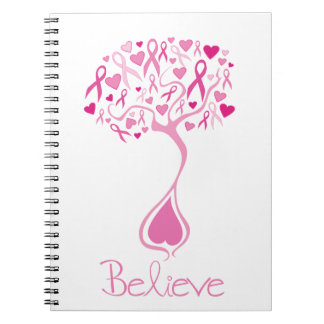 Espiral Fita/árvore cor-de-rosa do caderno do cancro da