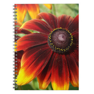 Espiral Foto de Flor Amarela Caderno Marrom