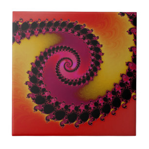 Espiral Fractal do Nascer do Sol Vermelho Rosa e A