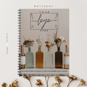 Espiral Garrafa Boho Flores Caderno Estético