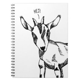 Espiral Goat Sketch dizendo "Hej!" Caderno