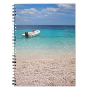 Espiral Lancha no caderno azul do mar