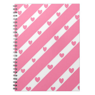 Espiral Linhas de coração caderno cor-de-rosa