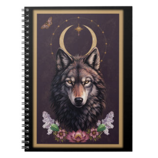 Espiral Lobo Místico - Caderno Botânico e Celestial