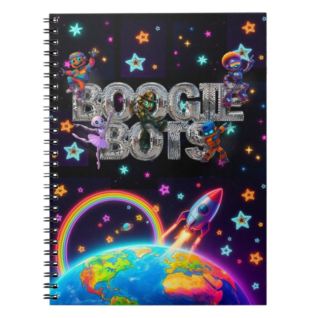 Espiral Loja da Marca WYNOT: Caderno Boogie Bots (Frente)