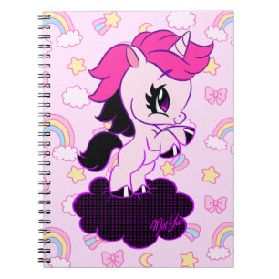 Espiral Mão bonito rosa tirado do caderno   do arco-íris