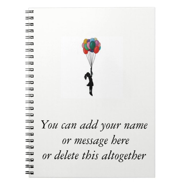 Espiral Menina com balões bloco de notas, caderno (Frente)