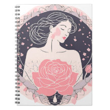 Mulher elegante abstracta pacífica caderno rosa