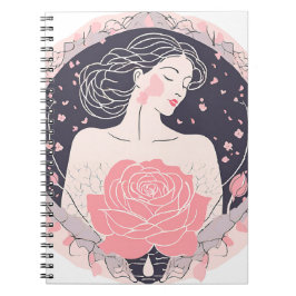 Espiral Mulher elegante abstrata caderno rosa pacífico