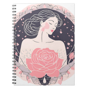 Espiral Mulher elegante abstrata caderno rosa pacífico