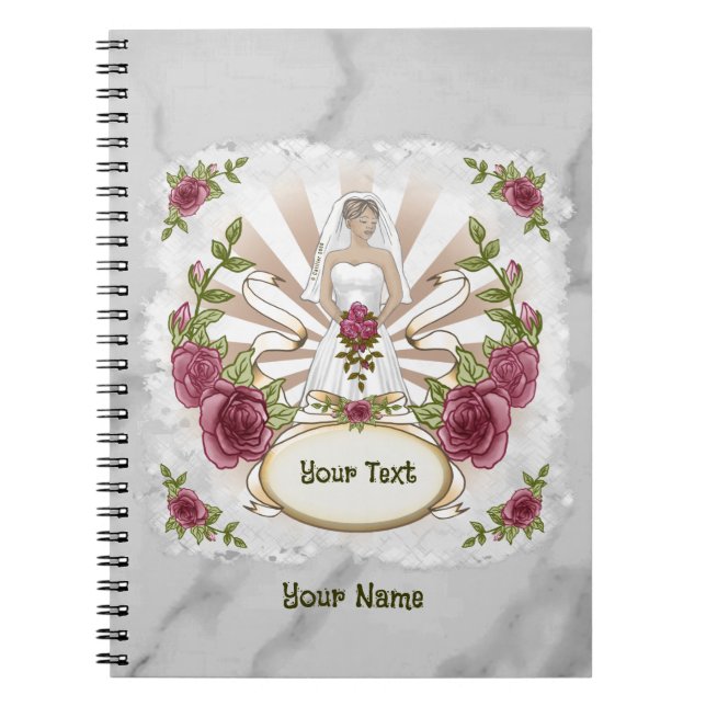 Espiral Noiva de Rosas caderno de casamento personalizado (Frente)