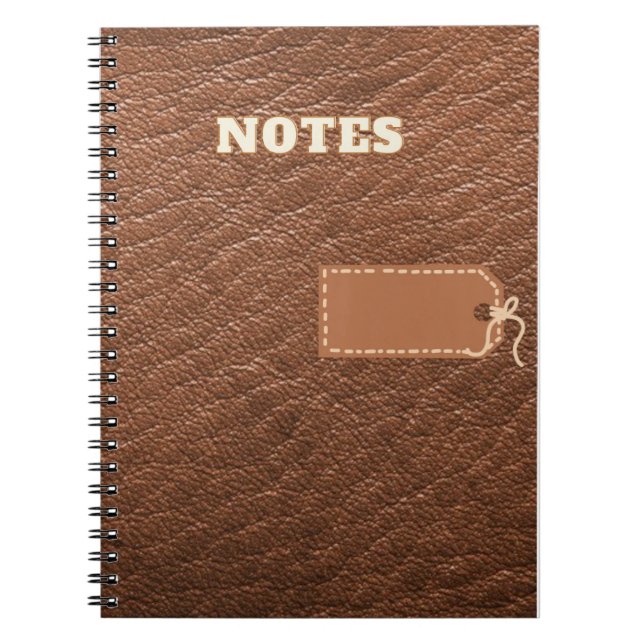 Espiral notas, caderno estilo couro marrom falso (Frente)